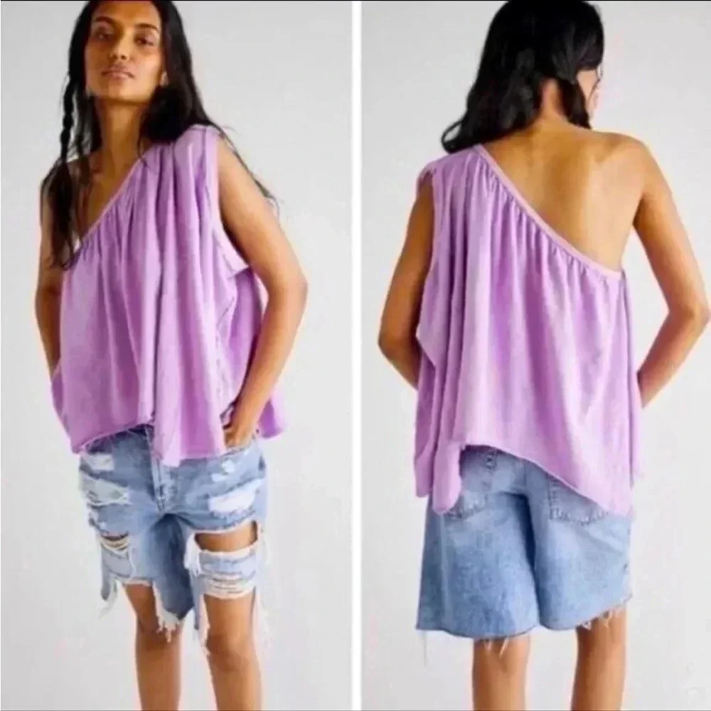 Nwt We The Free Spring Break One Shoulder Grey Top